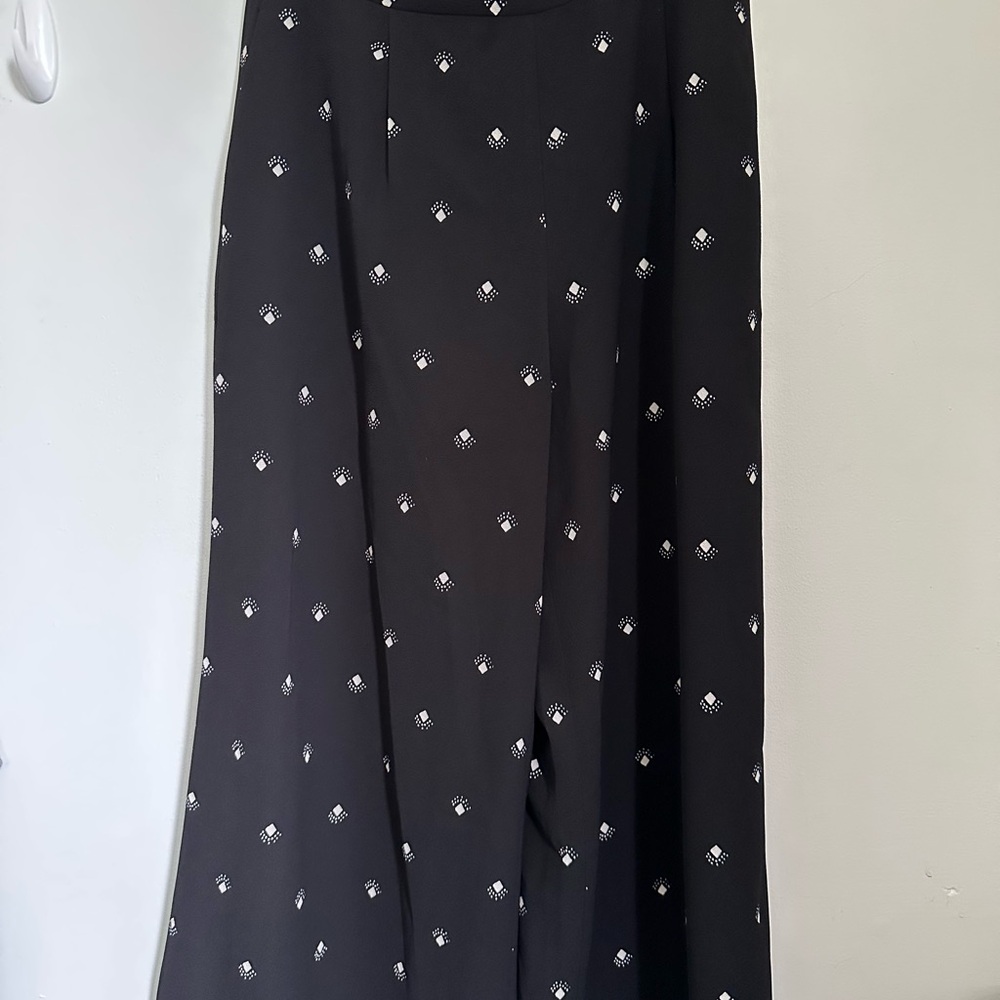 Leith Black Patterned Palazzo Pants